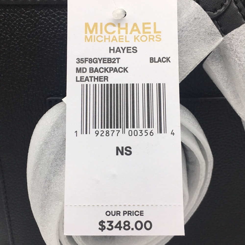 MICHAEL KORS HAYES MEDIUM BACKPACK BLACK LEATHER - Picture 16 of 16